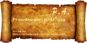 Pressburger Alícia névjegykártya